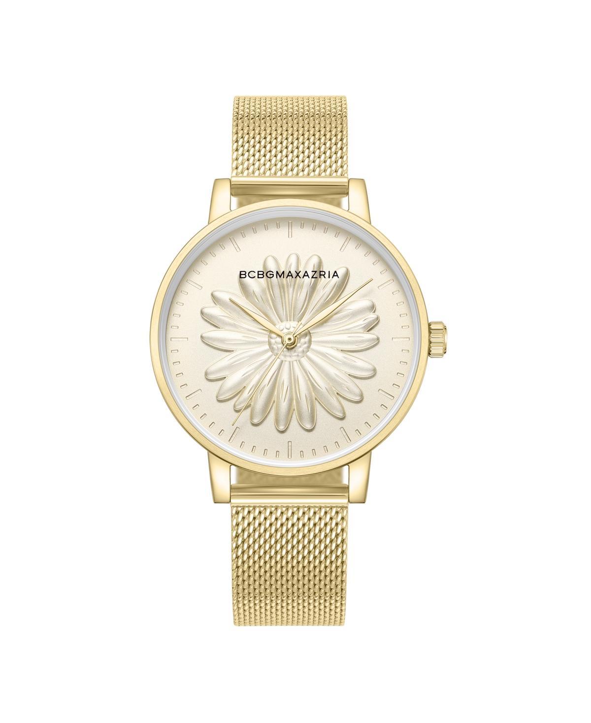 Bcbgmaxazria Womens Classic Gold-Tone Stainless Steel Mesh Floral Watch 38mm - Gold Product Image