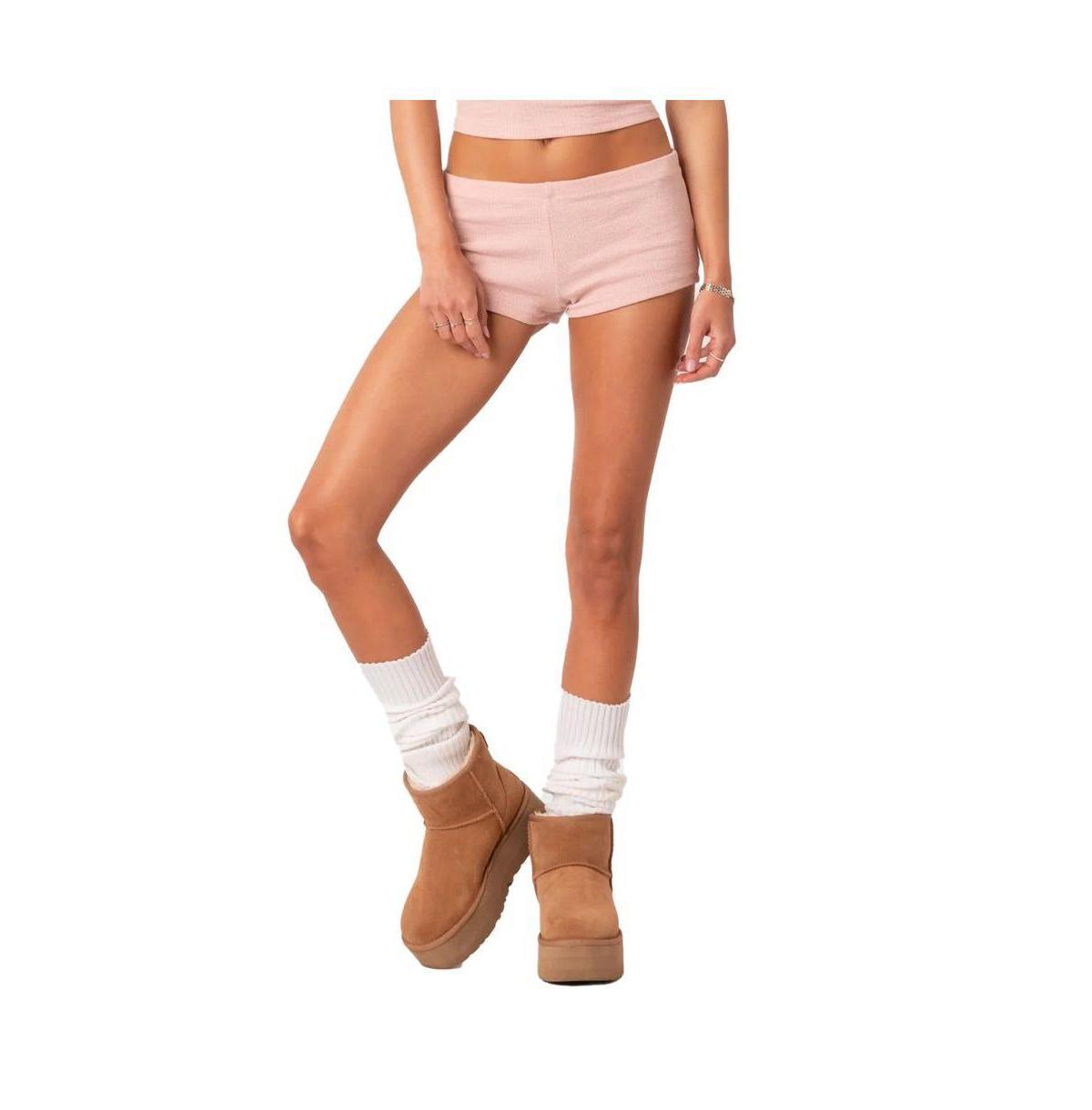 EDIKTED Ella Low Rise Waffle Knit Shorts Product Image