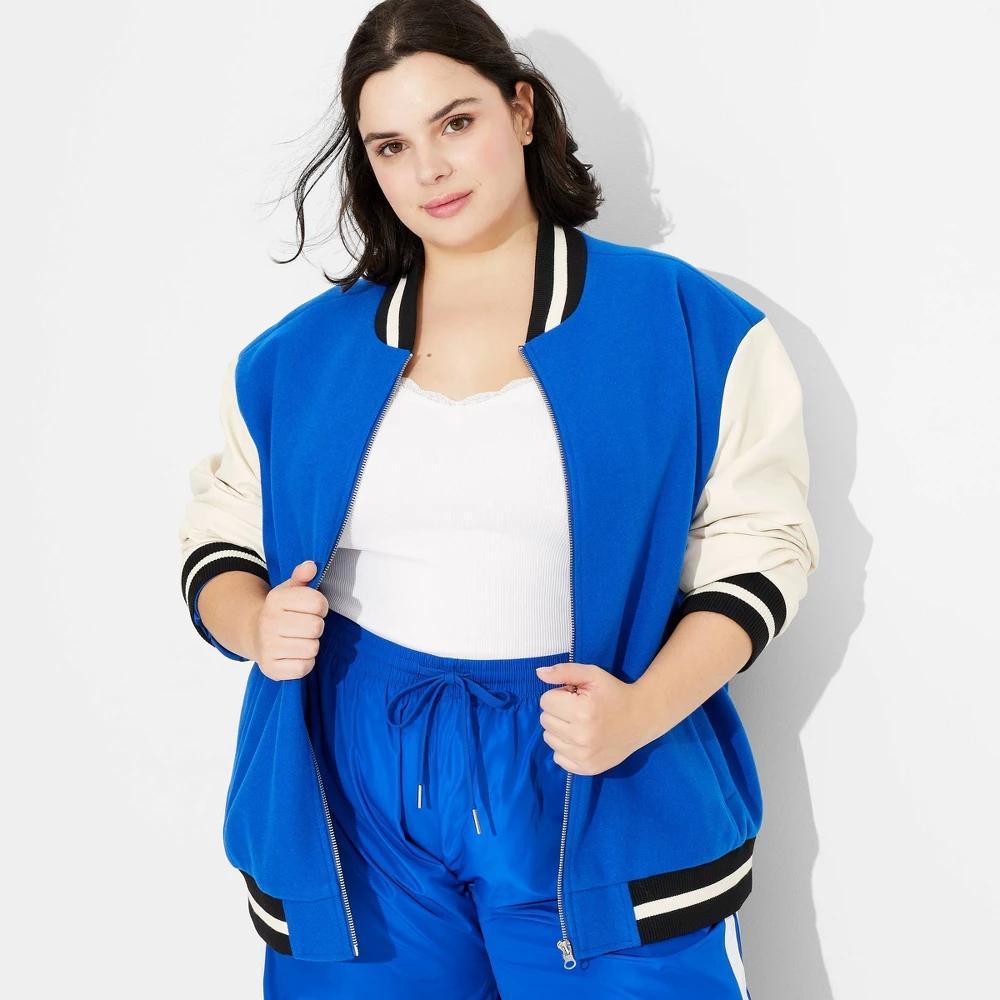 Womens Game Day Varsity Jacket - Wild Fable Blue 2X Product Image