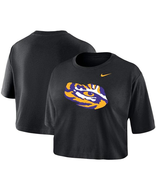 Womens Nike Black Lsu Tigers Cropped Performance T-shirt Product Image