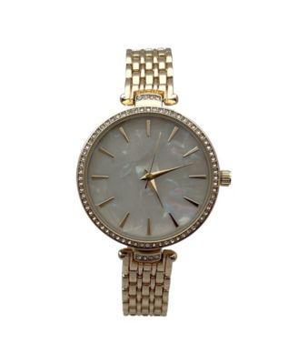 Olivia Pratt Gold Tone Delicate Rhinestone Chrome Face Women Watch Product Image