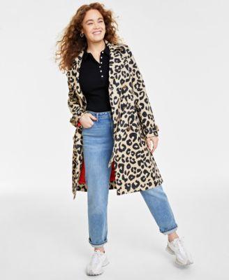 Womens Leopard-Print Classic Trench Coat, Created for Macys Product Image