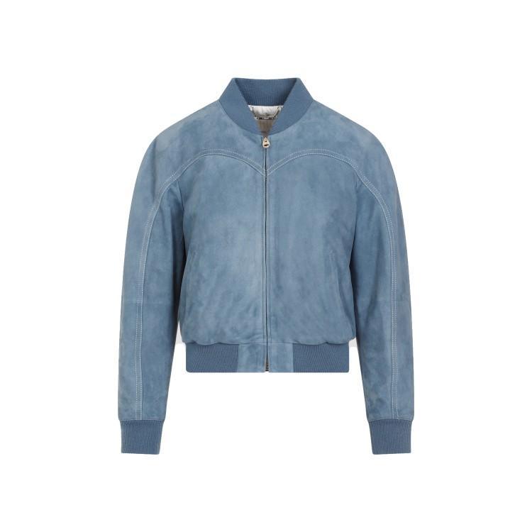 CHLOÉ Suede Bomber Jacket In Blue Product Image