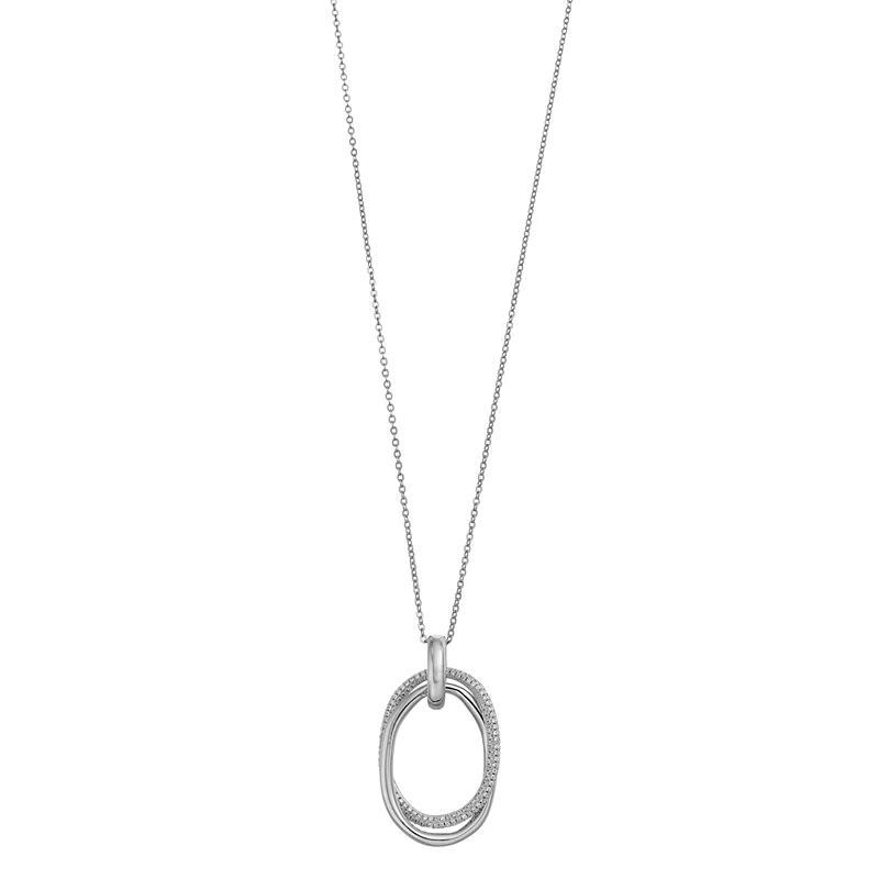 14k Gold Over Silver Cubic Zirconia Entwined Double Oval Eternity Circle Pendant Necklace, Womens Sterling Product Image