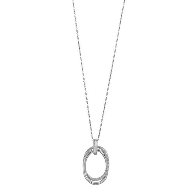 14k Gold Over Silver Cubic Zirconia Entwined Double Oval Eternity Circle Pendant Necklace, Womens Sterling Product Image