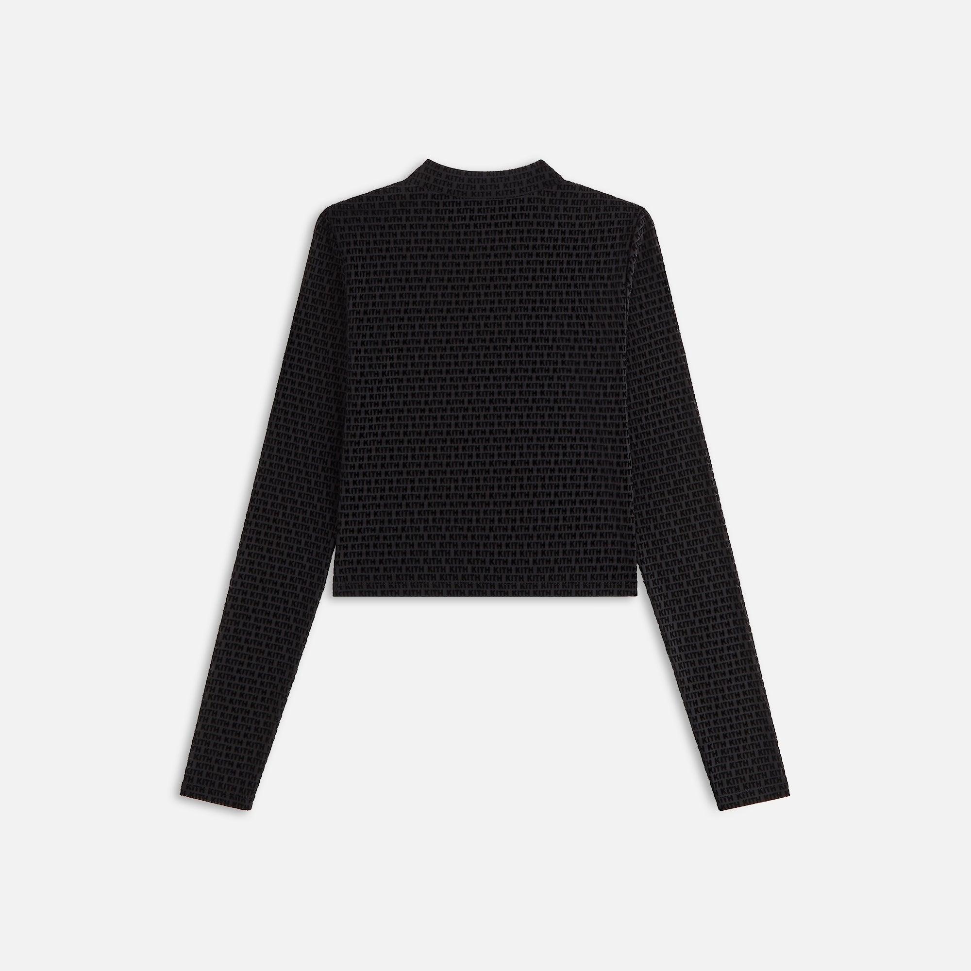 Kith Women Mulberry Monogram Mesh Long Sleeve Tee - Black Female Product Image