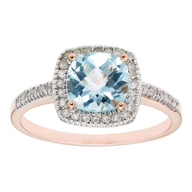 Sky Blue Topaz 10K Gold & 1/5 Carat T.W. Diamond Frame Ring, Womens Yellow Product Image