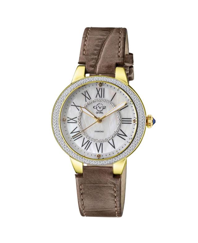 GV2 Womens Astor Ii Brown Leather Swiss Quartz Strap Watch 36mm Product Image