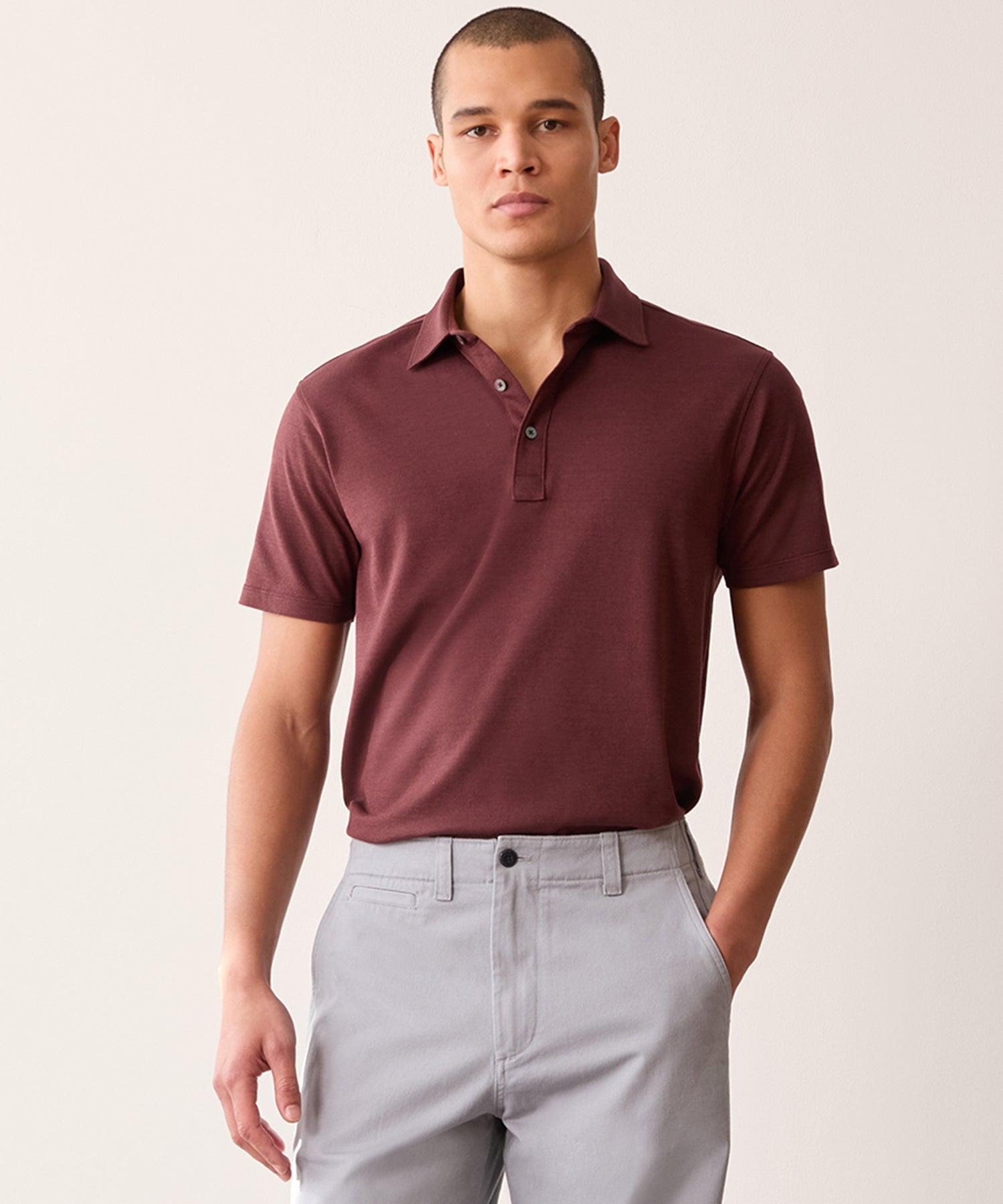 Fine Pique Polo in Classic Burgundy Product Image