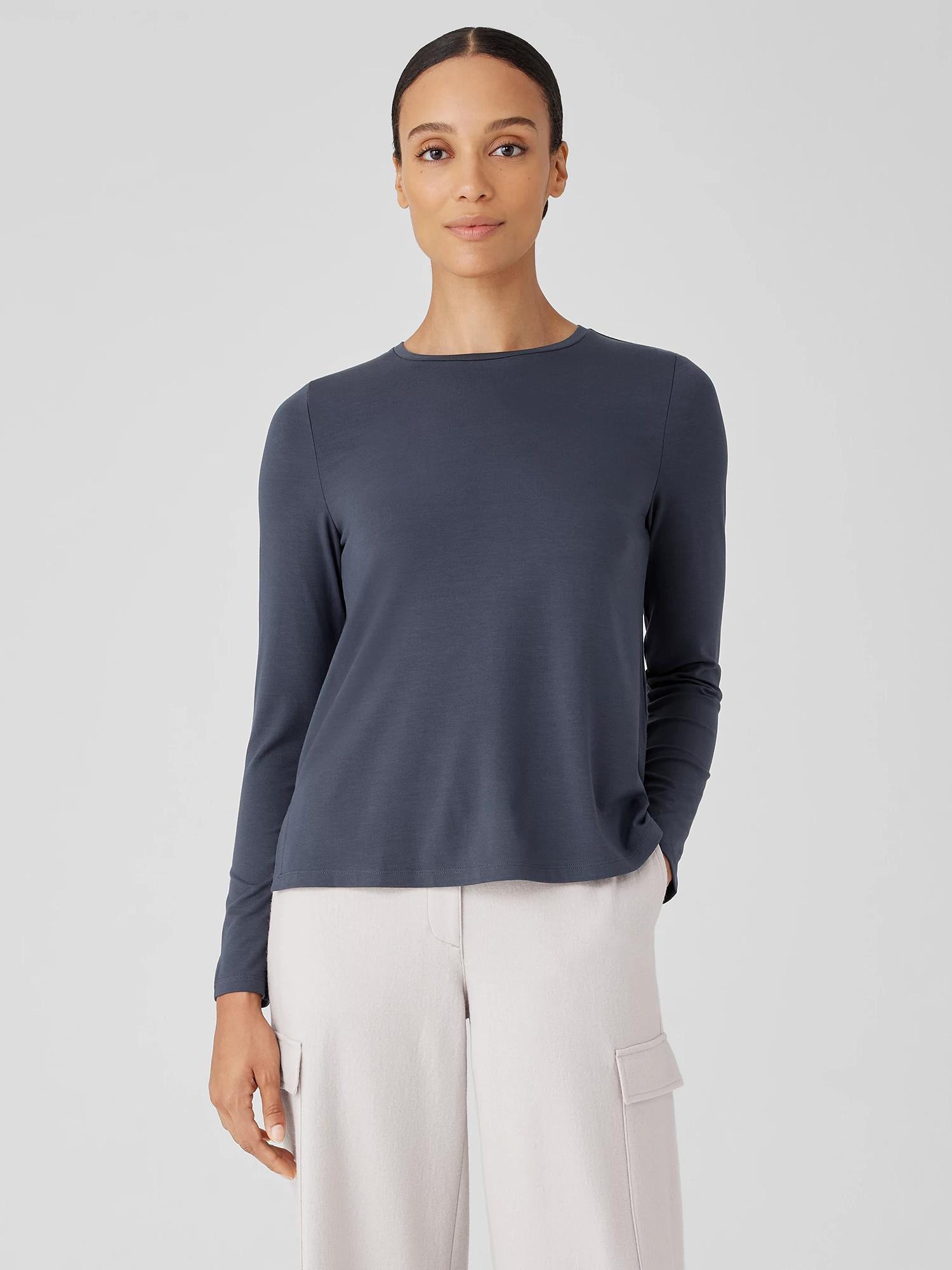 EILEEN FISHER Stretch Jersey Knit Crew Neck Topfemale Product Image