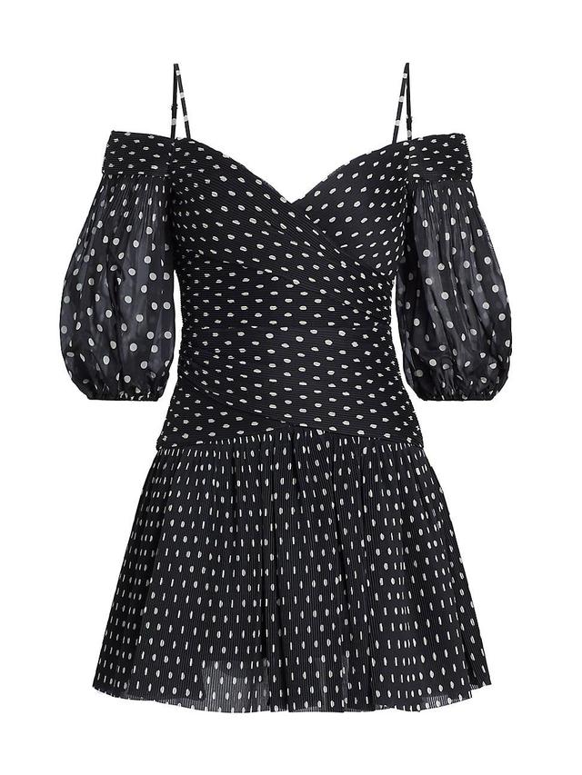 Womens Off-The-Shoulder Polka-Dot Minidress Product Image