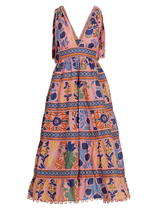 Womens Seashell Tapestry Tiered Midi-Dress Product Image