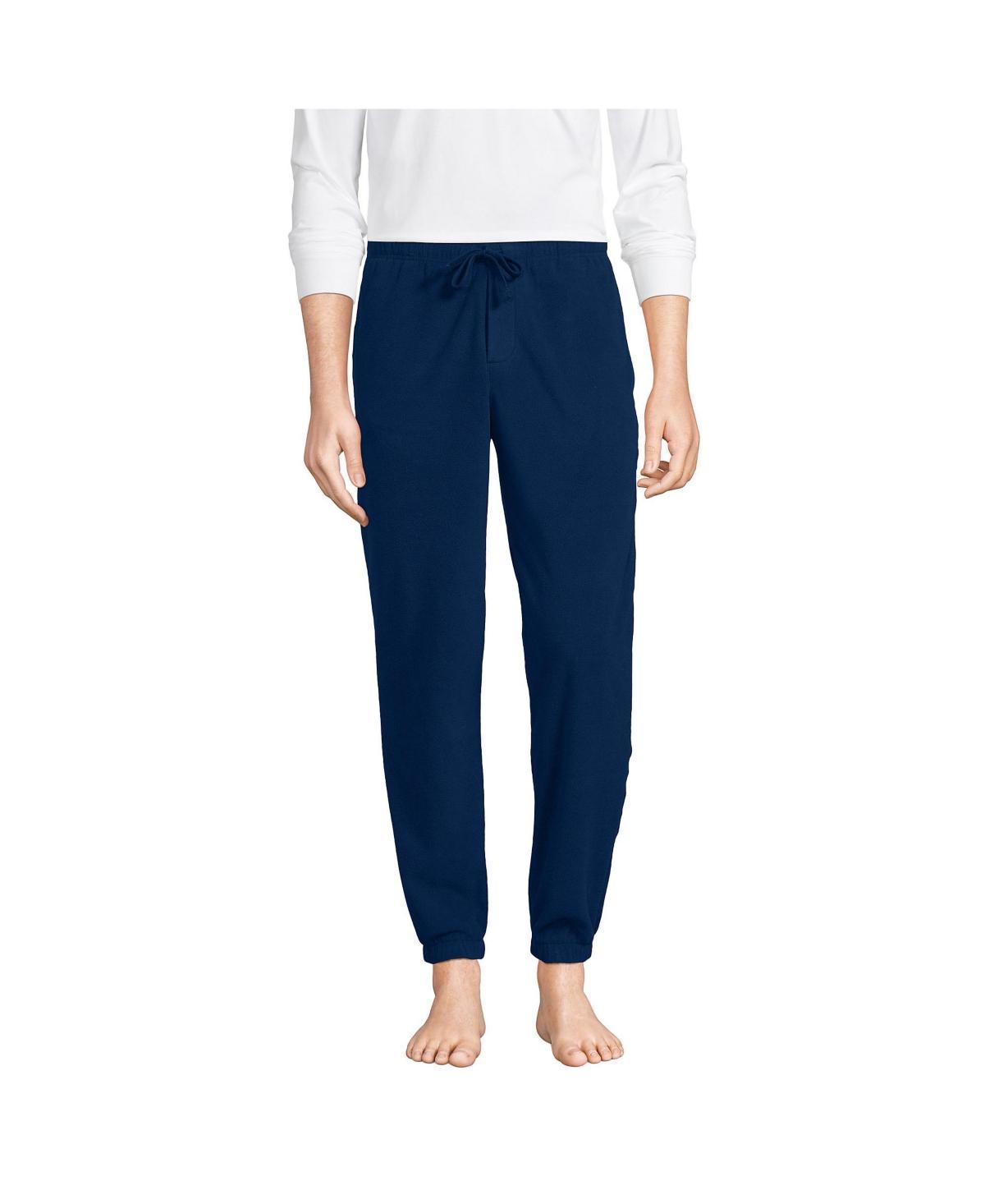 Mens Lands End Fleece Lounge Jogger Pants Deep Blue Product Image