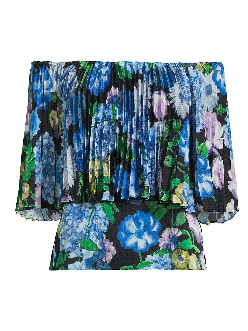 Womens Carol Floral Pleated Off-the-Shoulder Blouse product image