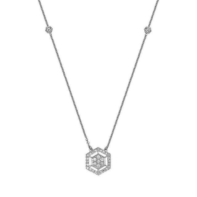 Gemminded 14k White Gold 1/4 Carat T.W. Diamond Hexagon Pendant Necklace, Womens Product Image