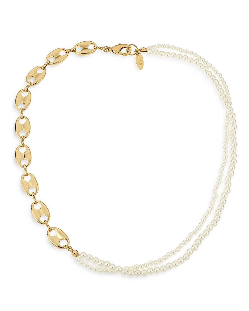 Ettika Meet Me Halfway Imitation Pearl & Mariner Link Necklace Product Image