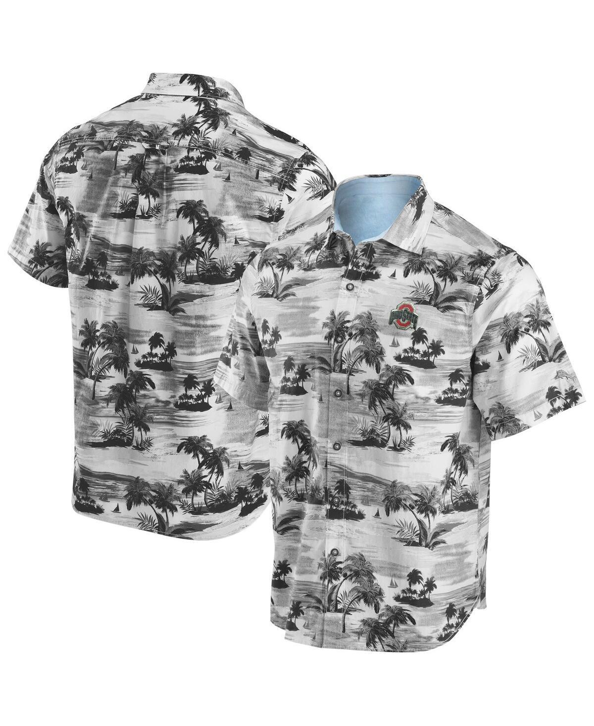 Mens Tommy Bahama Black Ohio State Buckeyes Tropical Horizons Button-Up Shirt Product Image