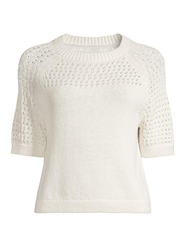 NIC+ZOE Openwork Short Sleeve Sweater Product Image