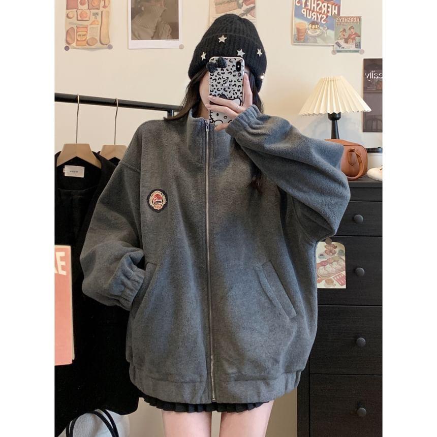 Embroidered Oversized Zip Jacket Product Image