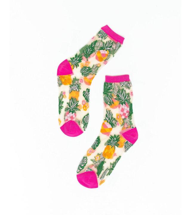 Sock Candy Womens Tropical Pineapples Sheer Sock Product Image