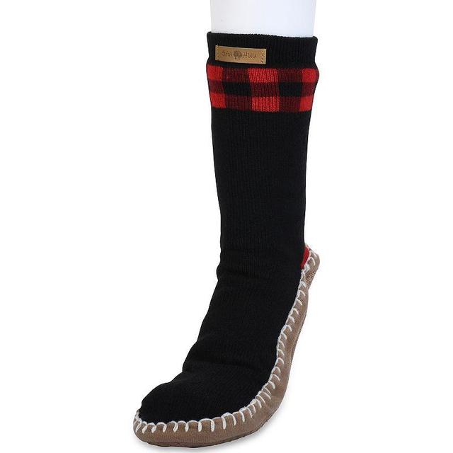 GaaHuu Faux Shearling-Lined Mens Slipper Socks, Black Product Image