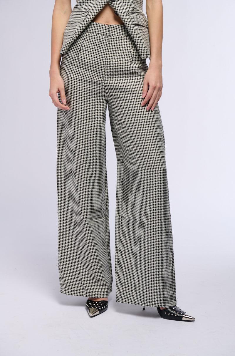 BUSINESS CASUAL HOUNDSTOOTH WIDE LEG WOVEN TROUSER product image