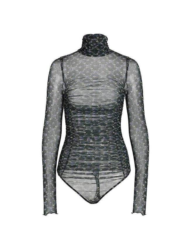 Free People Under It All Ruched Mesh Turtleneck Bodysuit Product Image