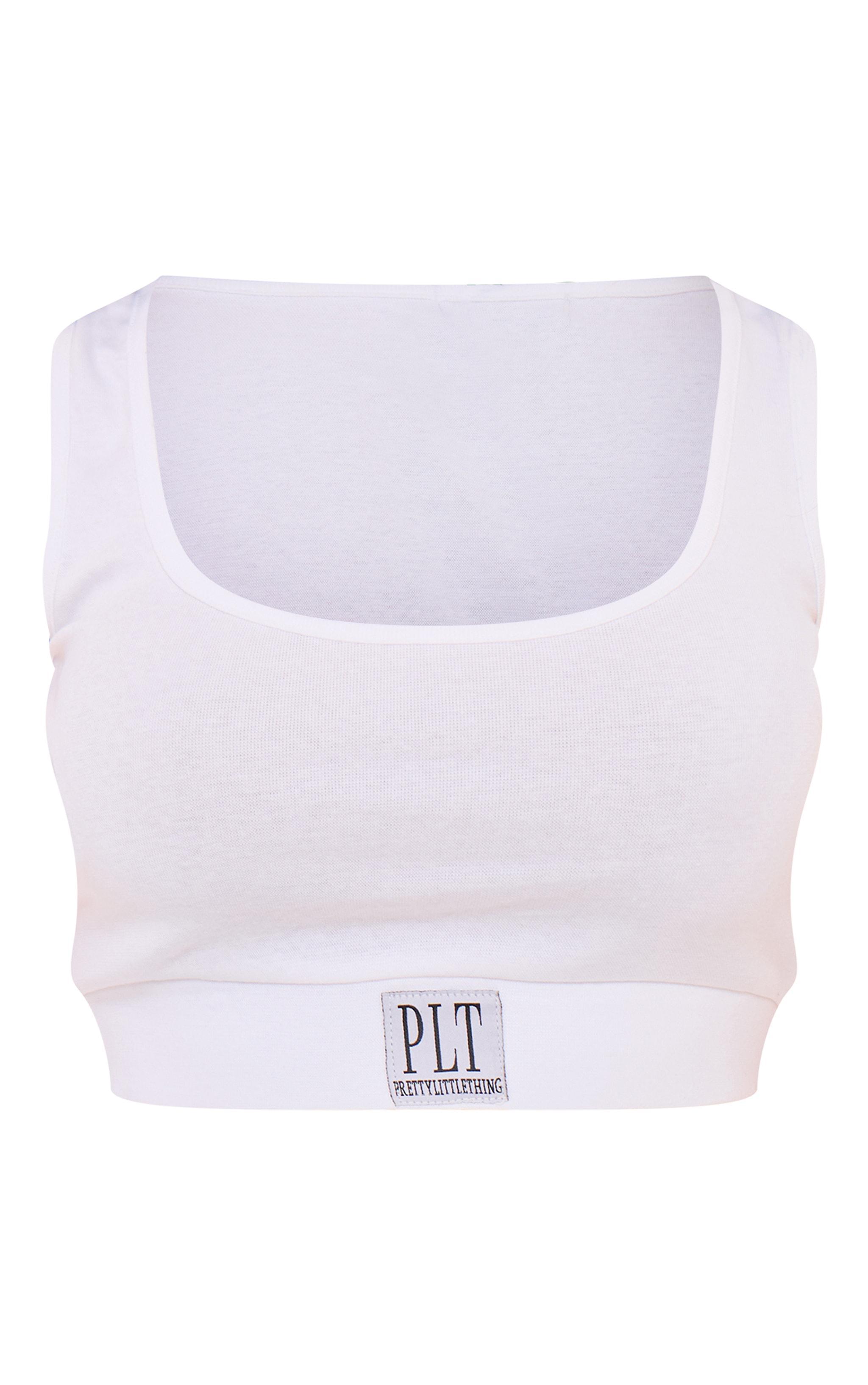 PRETTYLITTLETHING White Scoop Neck PJ Crop Top Product Image