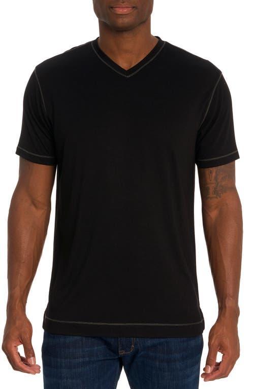 Robert Graham Eastwood Top Stitched V Neck Tee Product Image