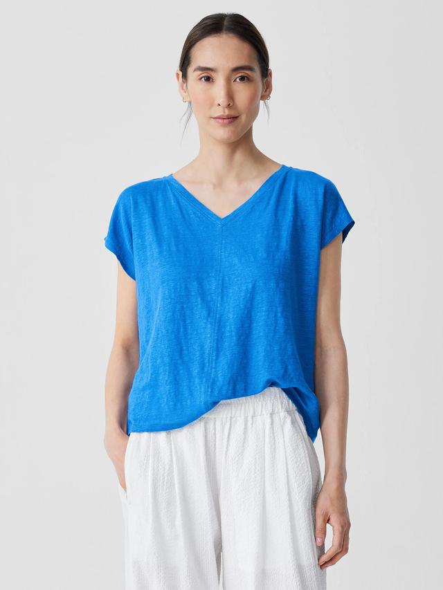 EILEEN FISHER Organic Linen Jersey V-Neck Teefemale Product Image