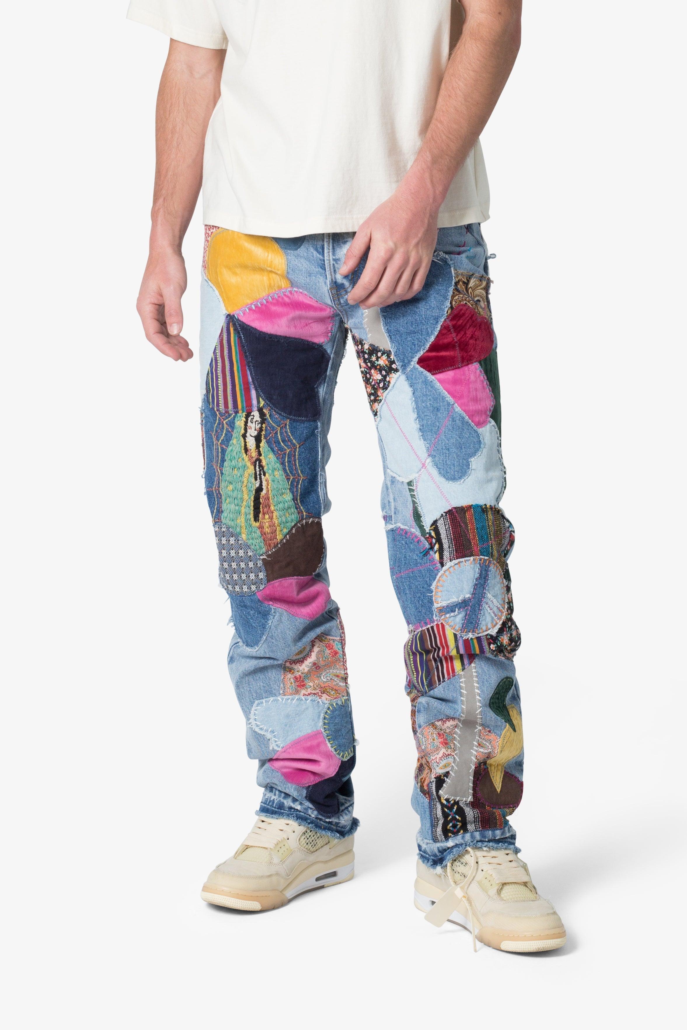 V647 Baggy Patchwork Denim - Blue/Multi Product Image