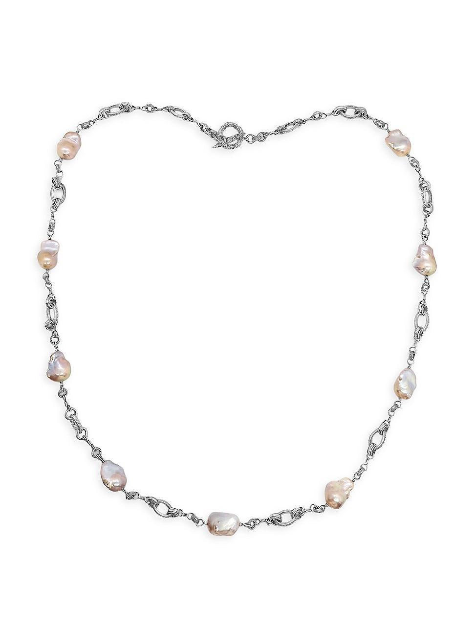 Womens Pearlicious Small Sterling Silver & Baroque Pearl Toggle Necklace Product Image