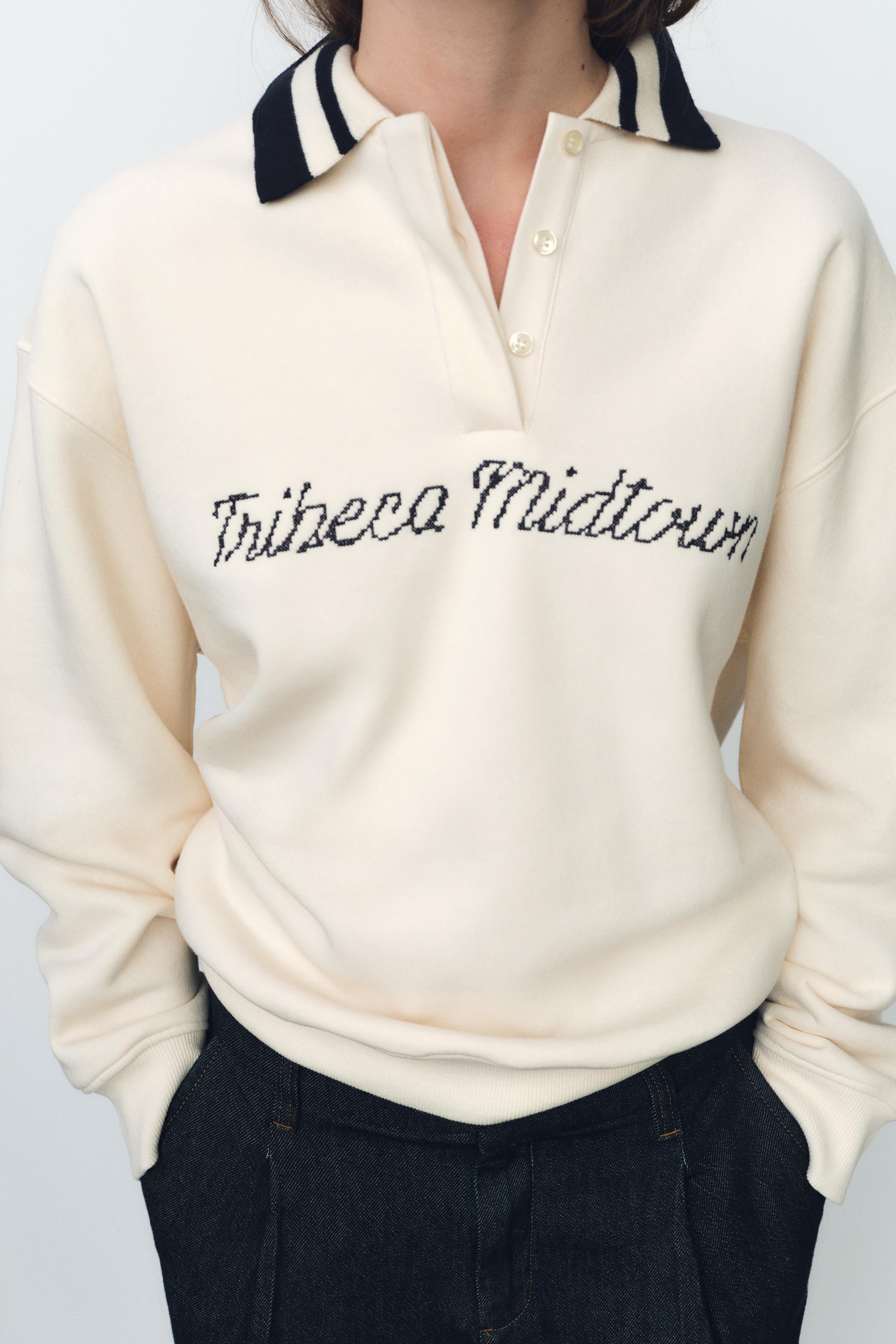 TEXT DETAIL POLO COLLAR SWEATSHIRT Product Image