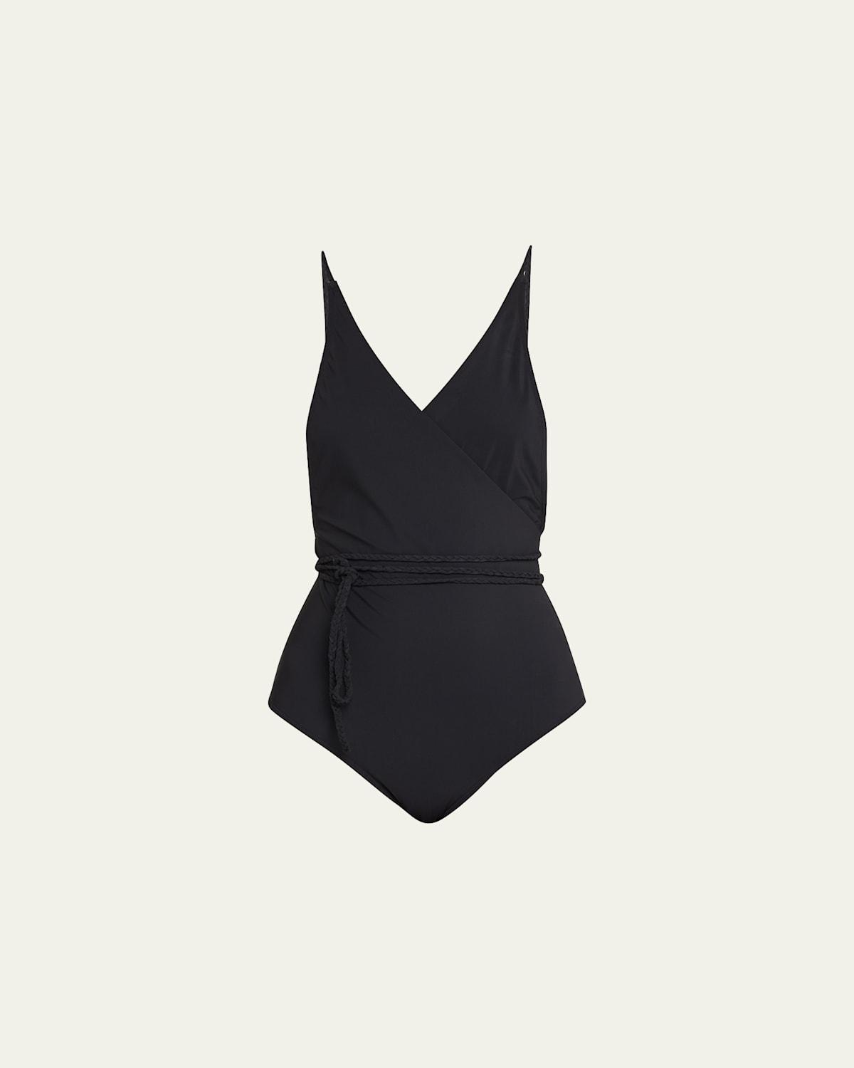 V-Neck Wrap One-Piece Swimsuit Product Image