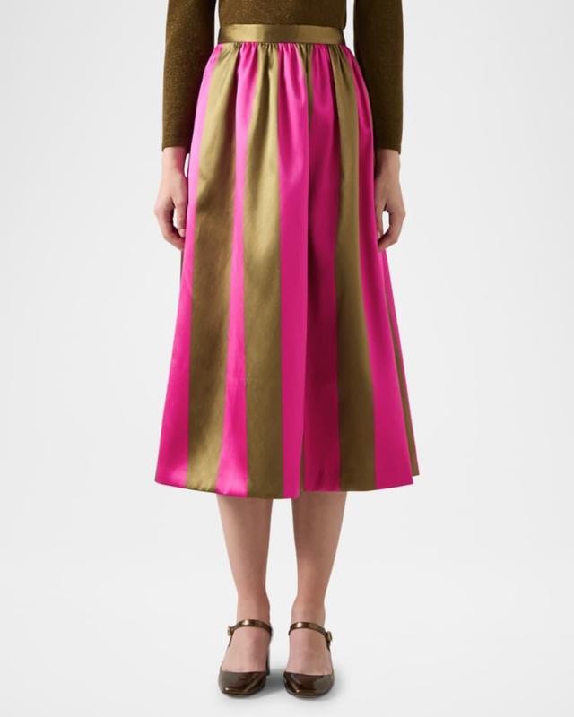 Olsen Striped A-Line Midi Skirt Product Image