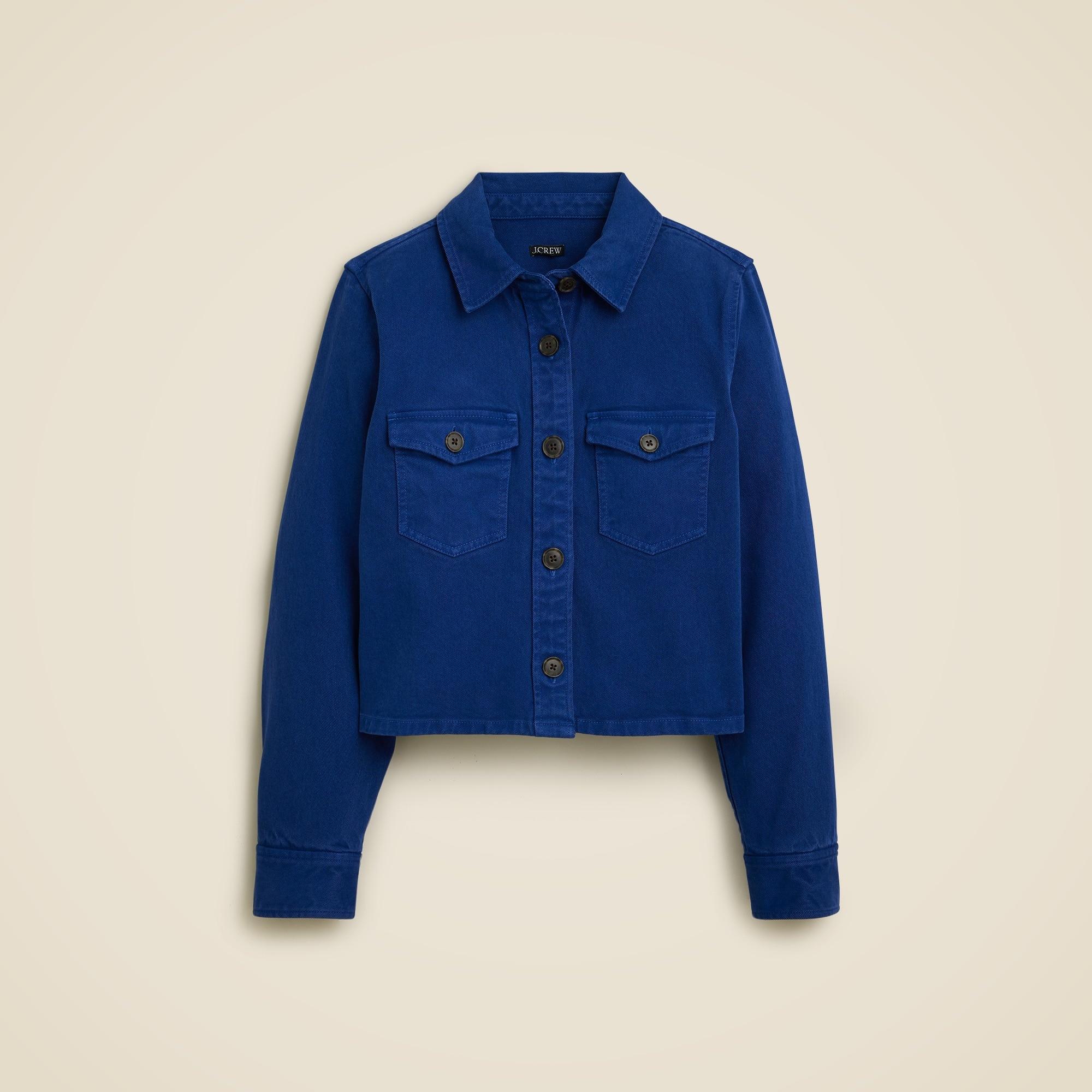 Cargo cropped shirt-jacket in chino Product Image