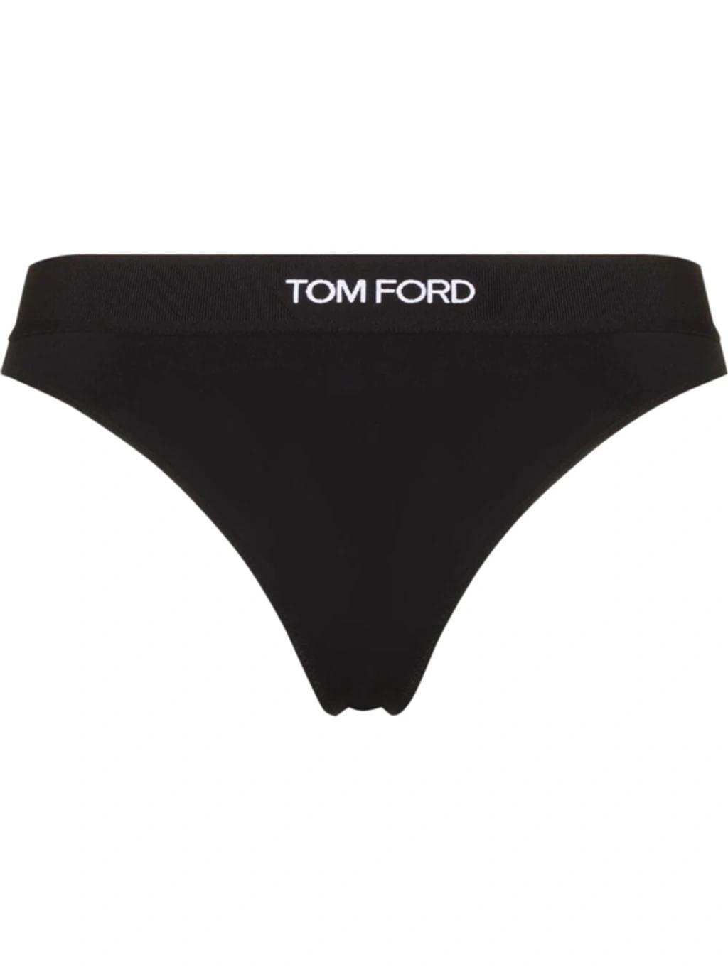 TOM FORD Logo Modal Jersey Thong In Black Product Image