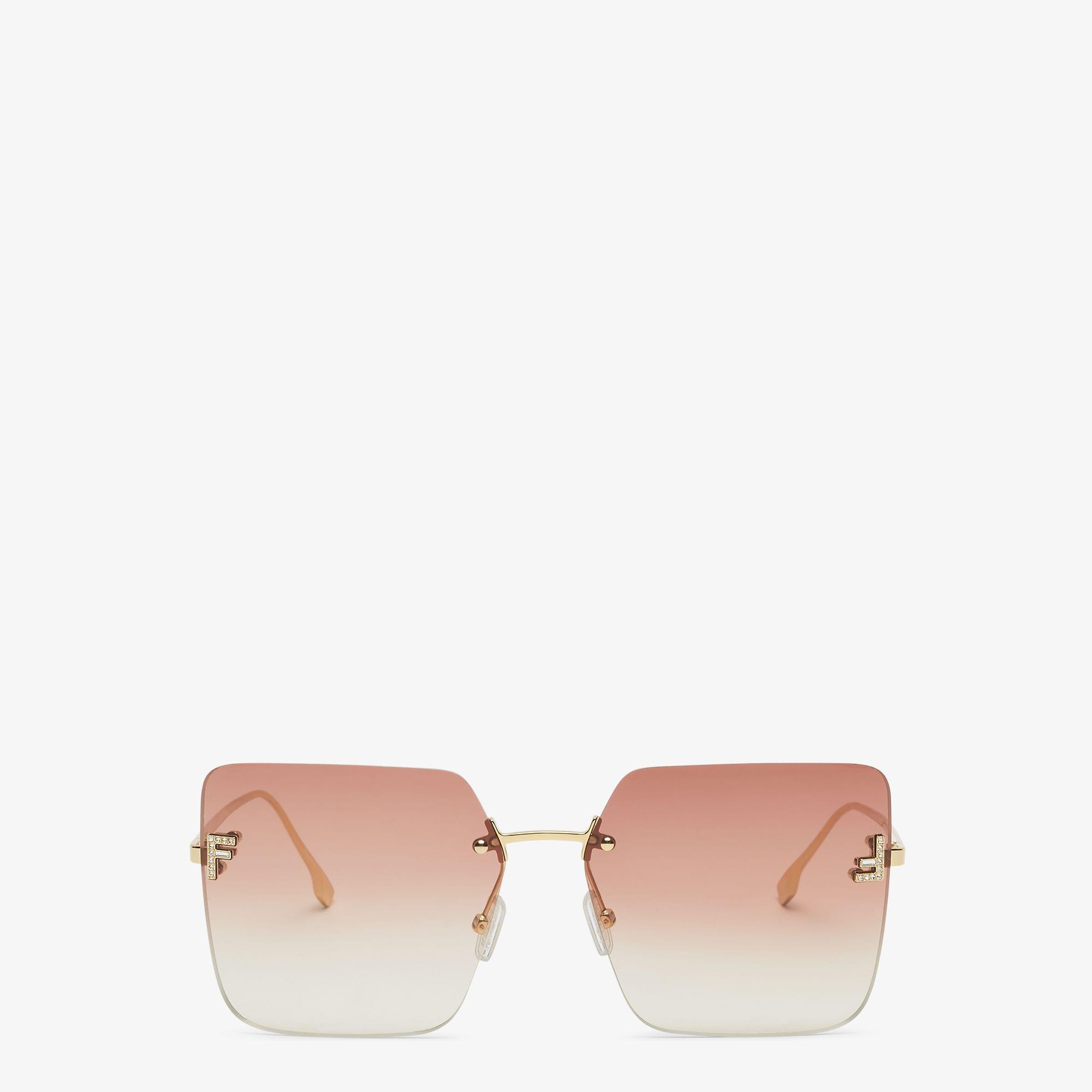 Fendi First CrystalGold metal sunglasses with pink gradient lenses Product Image