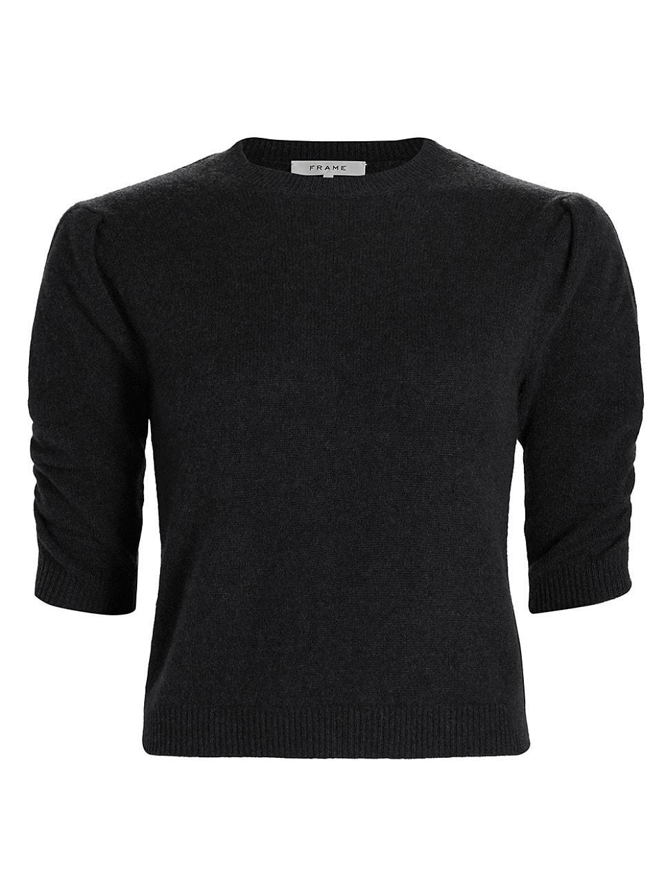 Womens Ruched Sleeve Cashmere-Wool Sweater Product Image