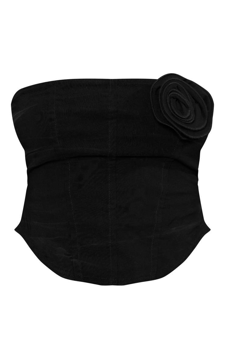 Petite Black Bengaline Corset With Rose Detail Product Image