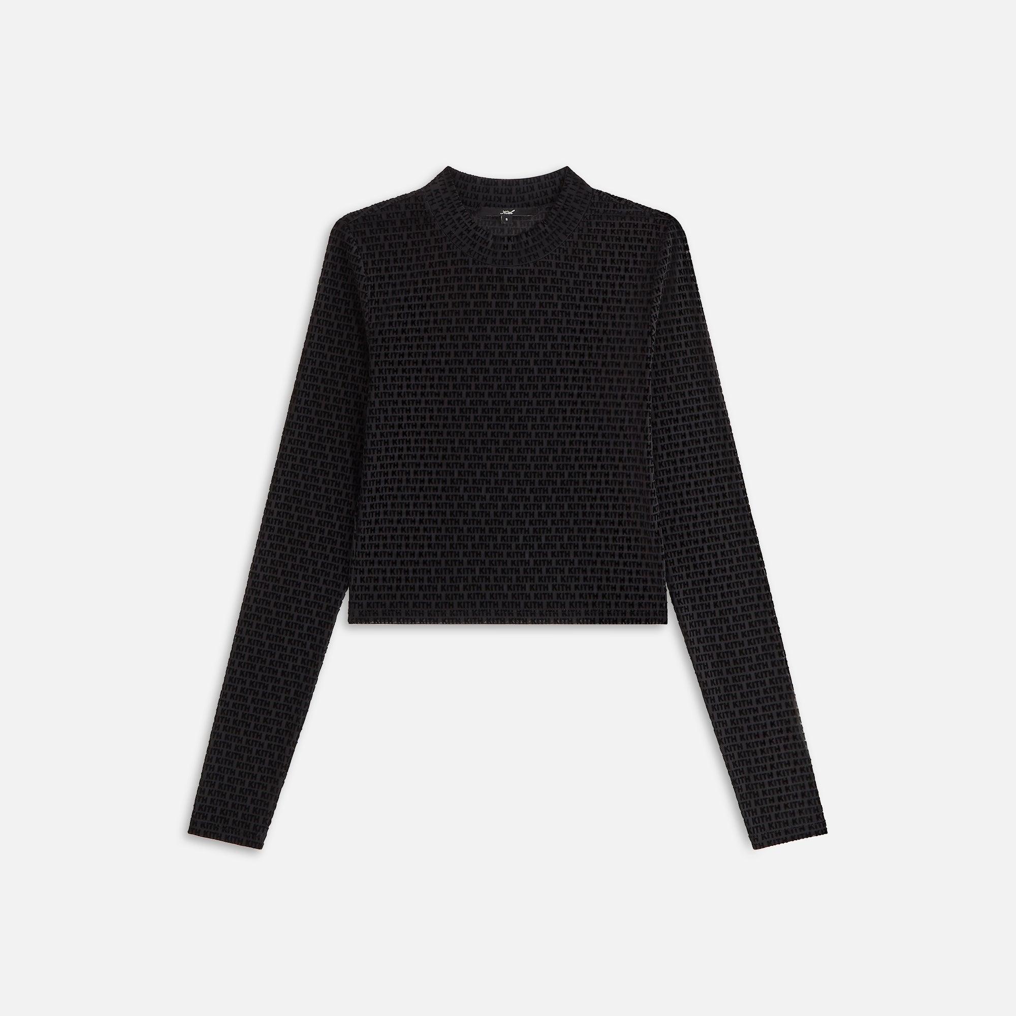 Kith Women Mulberry Monogram Mesh Long Sleeve Tee - Black Female Product Image