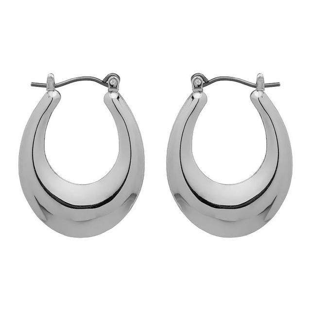 Emberly Silver Tone Chunky Oval Hoop Earrings, Womens Product Image