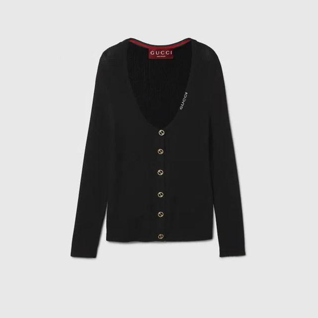 Extra Fine Rib Wool And Silk Cardigan In Black Product Image