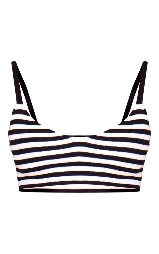 Petite Black Stripe Knit Strappy Bralet Product Image