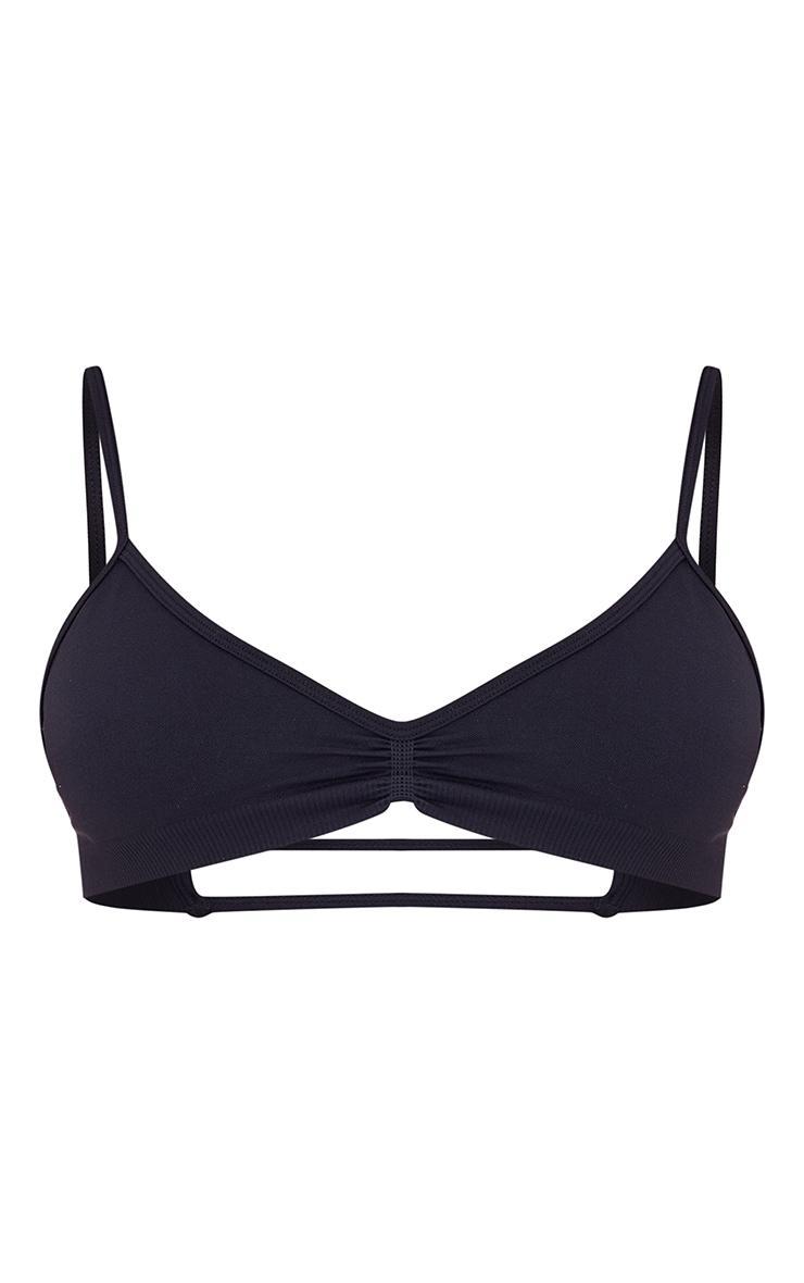 PLT SPORT Black Seamless Twist Front Sports Bra Product Image