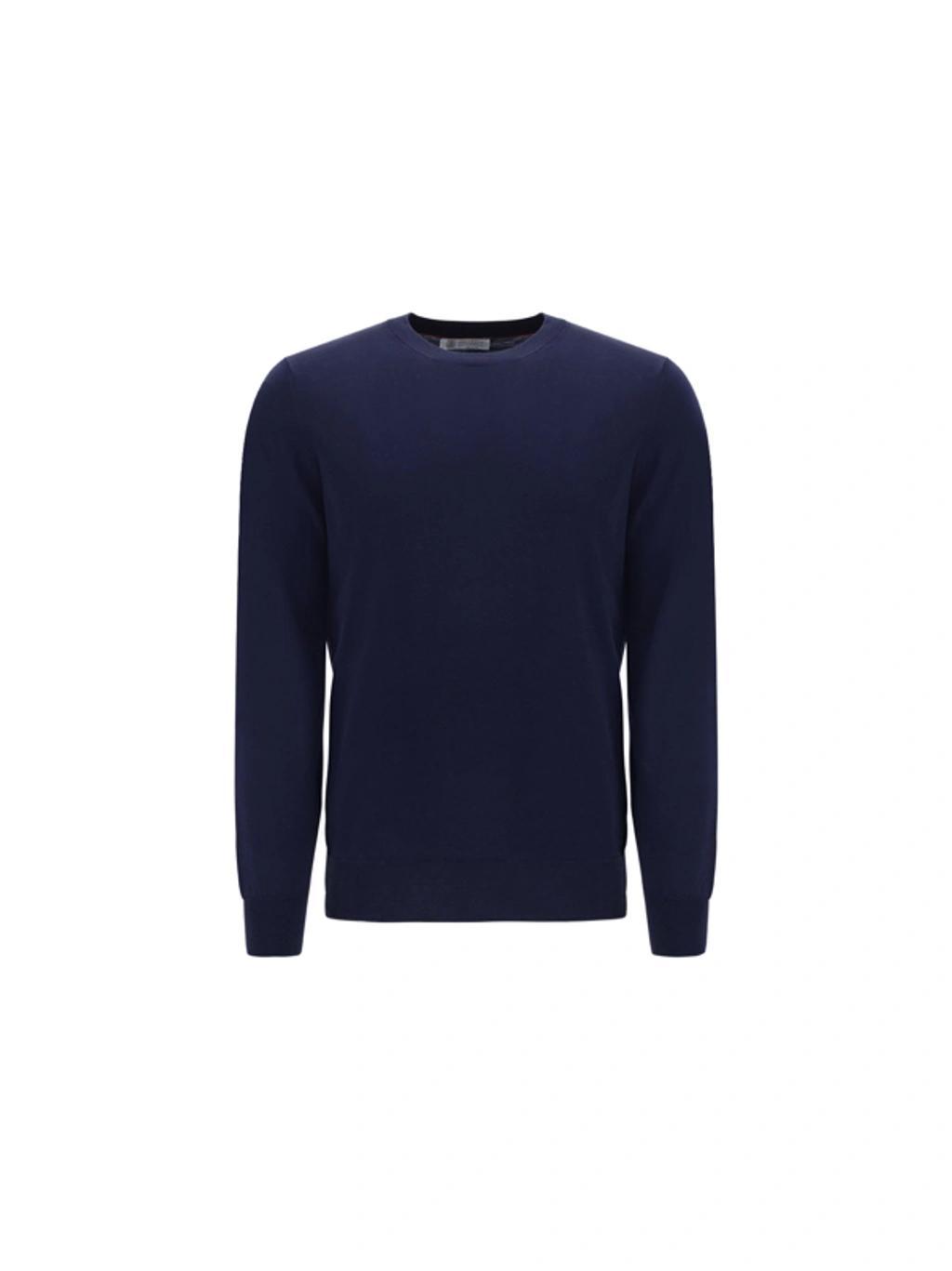 BRUNELLO CUCINELLI Blue Cotton Sweater Product Image