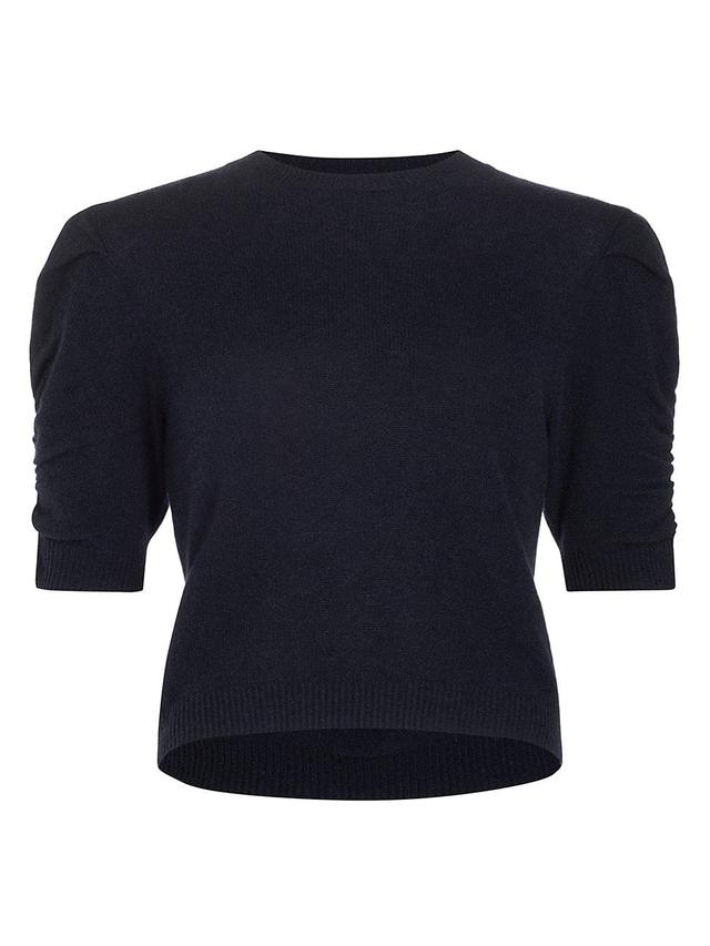 Womens Ruched Sleeve Cashmere-Wool Sweater Product Image