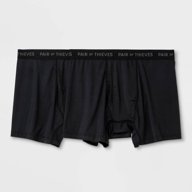 Pair of Thieves Mens Super Fit Boxer Briefs 2pk - Black S: Moisture-Wicking, Mid Rise, Polyamide & Spandex Product Image