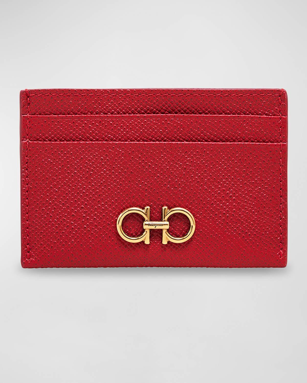 FERRAGAMO Double Gancio Leather Card Case Product Image