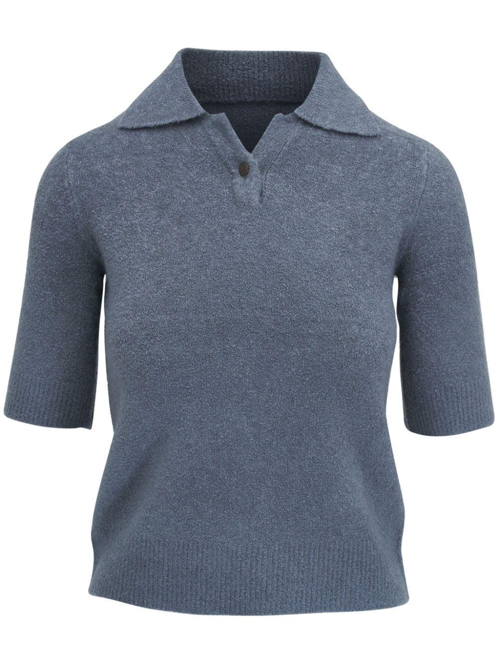 VINCE Soft Boucle Short Sleeve Polo Lake Stone Product Image